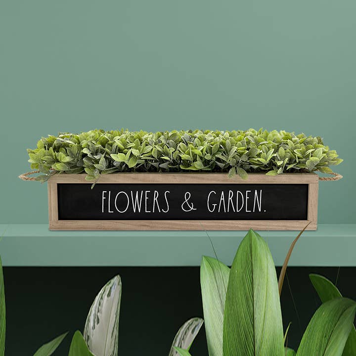 DesignStyles Home - Wholesale Artificial Plant - Rae Dunn “Flowers & Garden” Artificial Plants with Wooden Planter