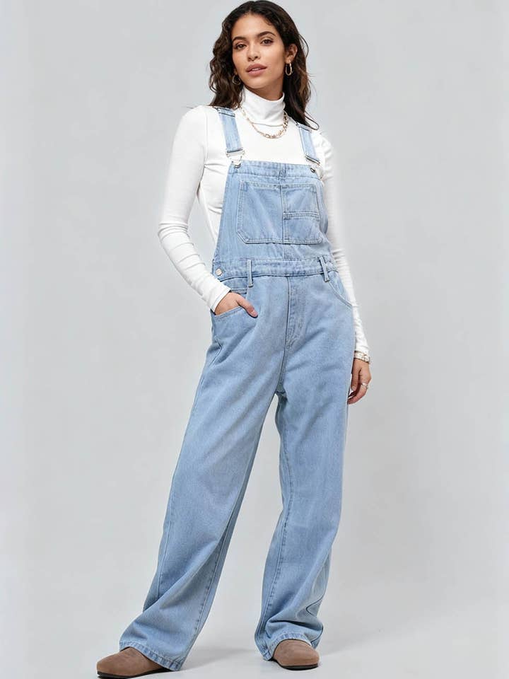 Mono de mezclilla diario con hombros y tirantes para mujer SKJ540 para venta al por mayor de Sweetkama