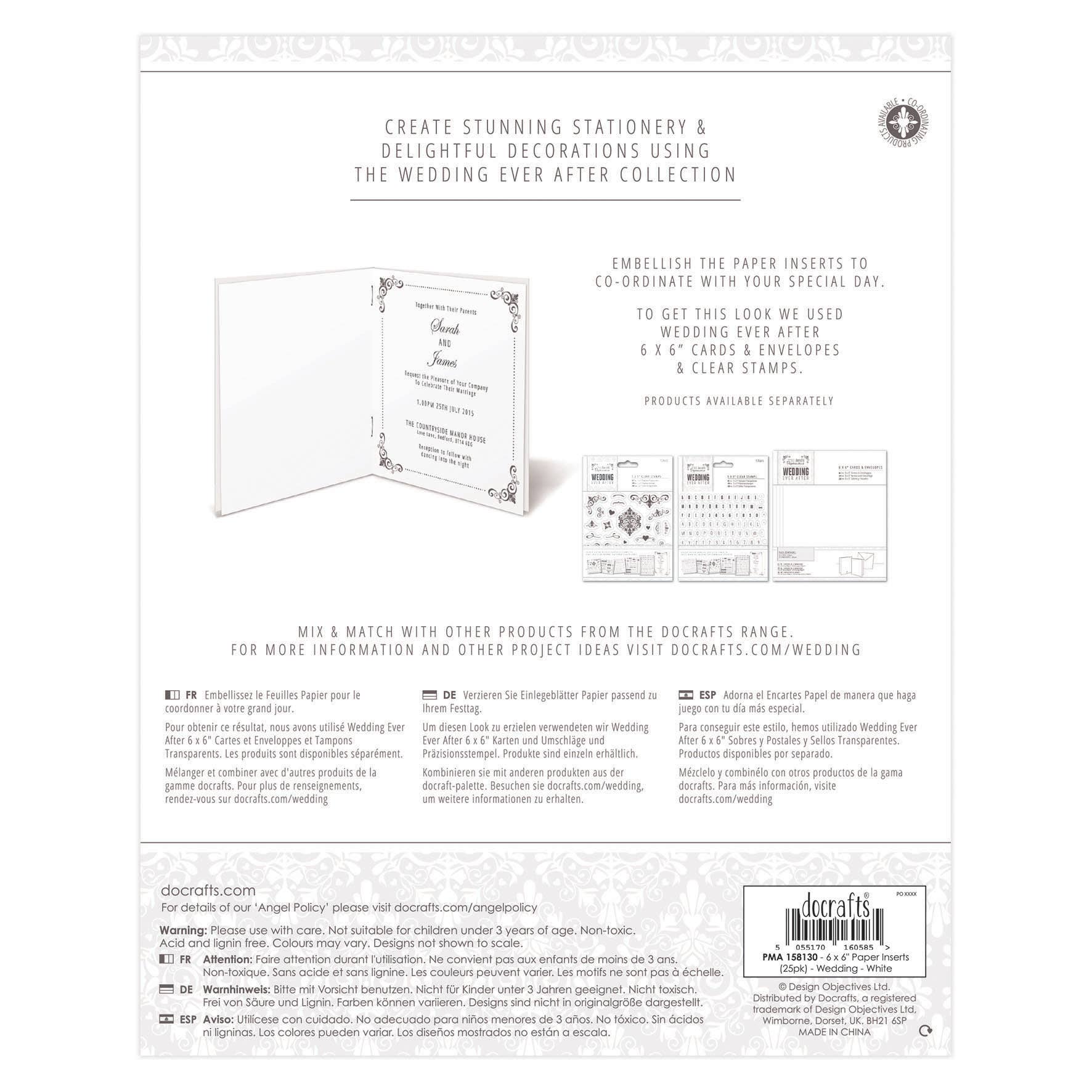 West Design Products - Vendita all'ingrosso Attrezzature per lavoretti e fai da te - Papermania - Inserti in carta, 15 x 15,2 cm (confezione da 25), per matrimonio, colore: bianco1