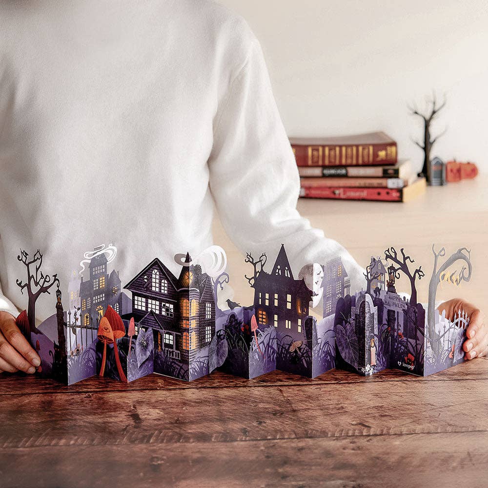 Lovepop Cards - Wholesale Halloween Card - Enchantingly Eerie Halloween Village Looooong Card 5x7"3