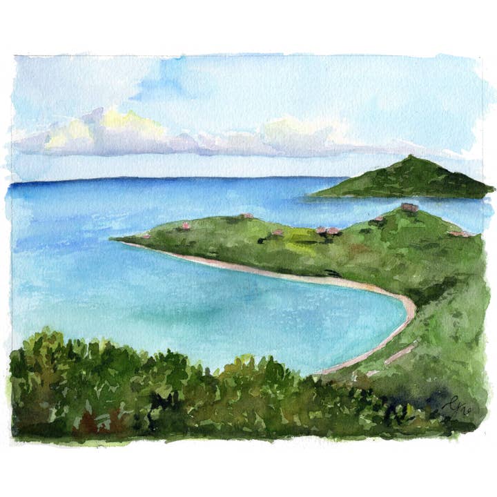 Impressão de Arte em Aquarela da Baía de Magens, St. Thomas por atacado de Grace Langdon Art