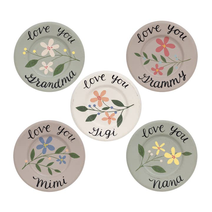 Grandma Love Mini Floral Plate, 5 Assorted for wholesale by The Hearthside Collection
