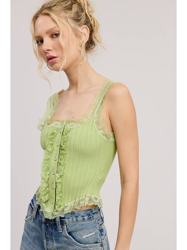 Mimosa - Wholesale Tank Top - Women's - Scalloped Lace Trim Corset-Bodice Knit Tank Top17