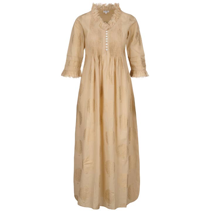 Cotton Annabel Maxi Dress in Latte & Gold for wholesale by At Last