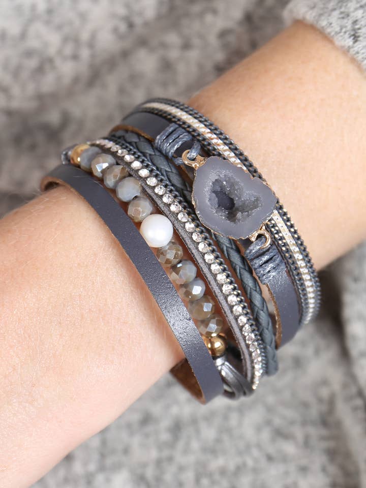 Druzy Charm Bracelet Set for wholesale by MYS Wholesale Inc