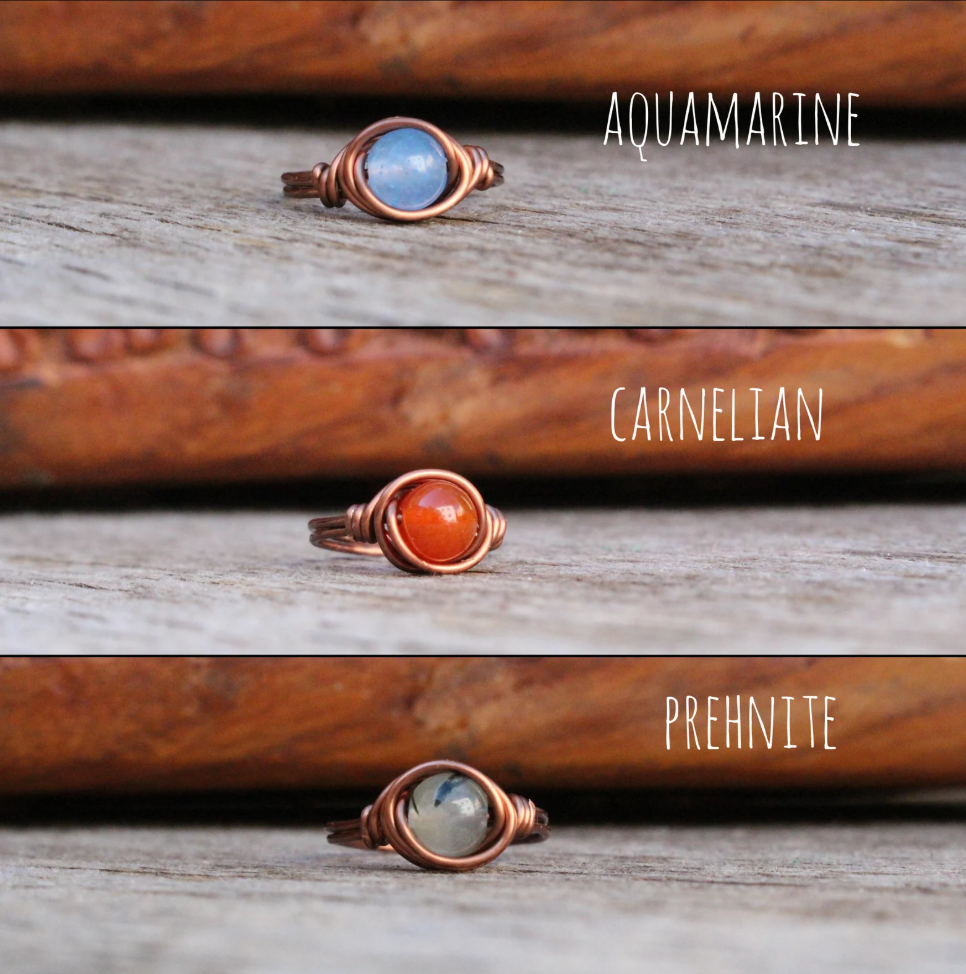 Gratefully Dreaming - Wholesale Cocktail/Statement Ring - Antique Copper Wire Wrapped Gemstone Rings 2