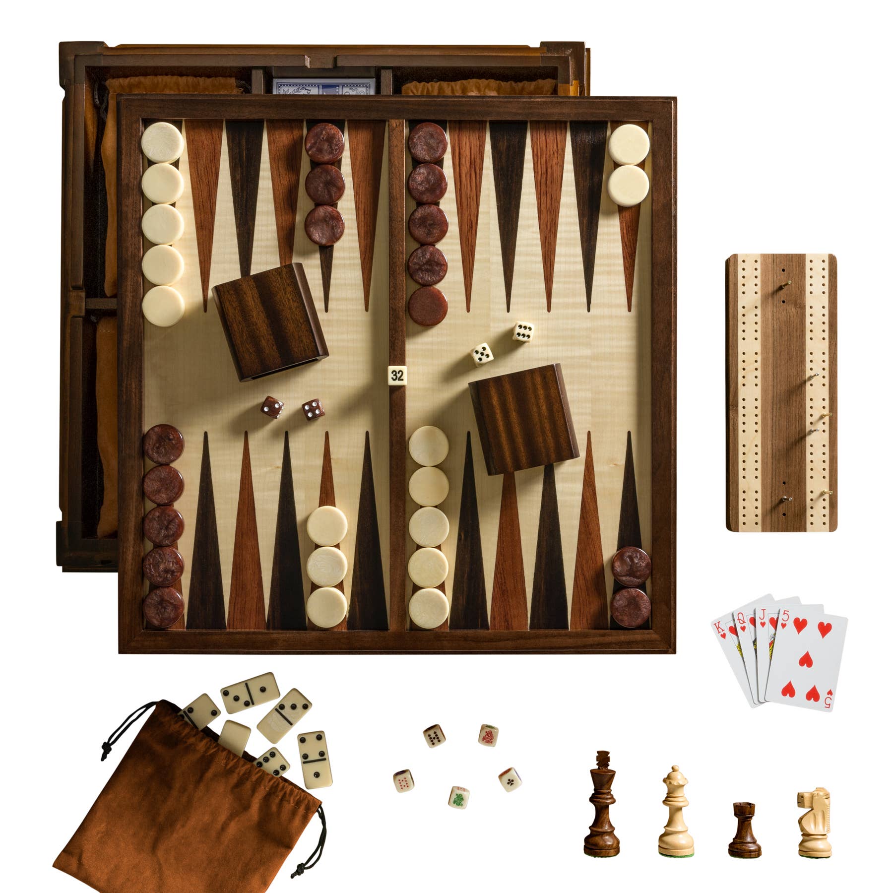 WS Game Company - Wholesale Board Game - Chess 7-in-1 Heirloom Edition includes cards, dice & more7