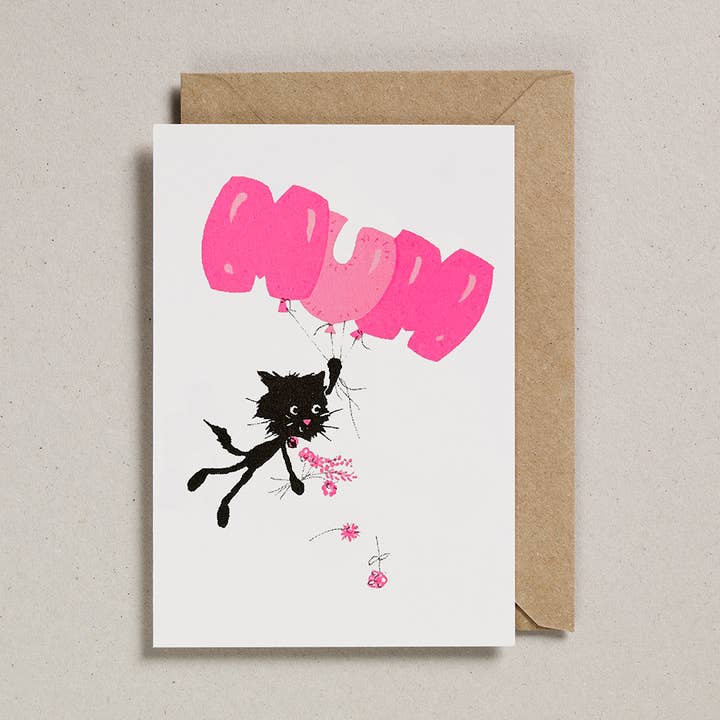 Rascals Cards (Pack of 6) - Mum Balloons - Cat for wholesale by Rusty Studio
