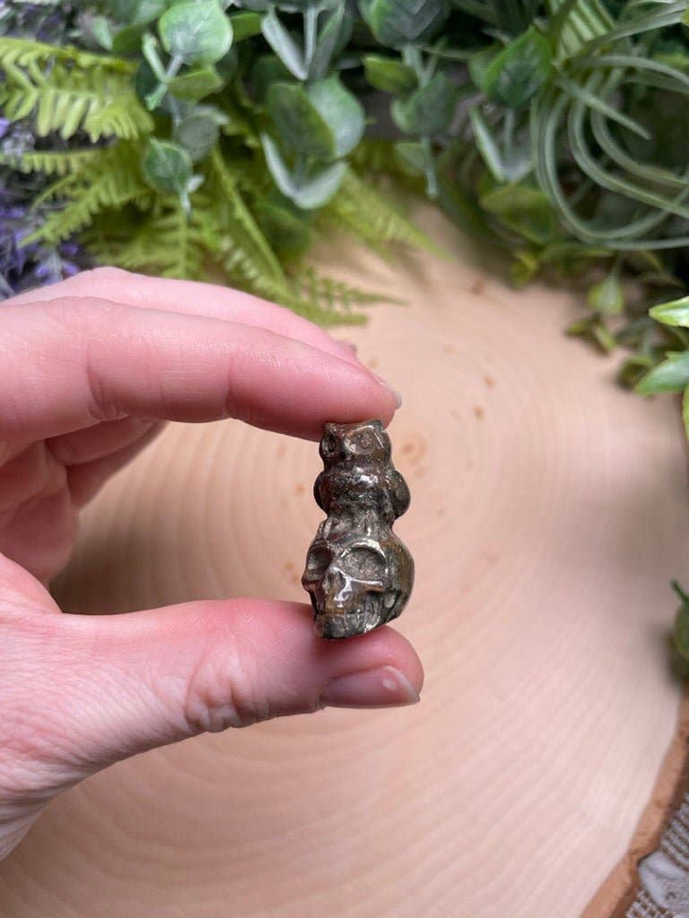 Copper Ashes - Wholesale Spiritual Stone/Crystal - Crystal Skull with Owl6