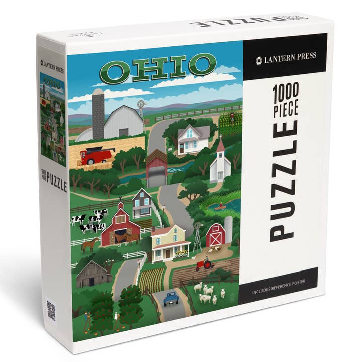 1000 PIECE PUZZLE Ohio, Retro Countryside for wholesale by Lantern Press