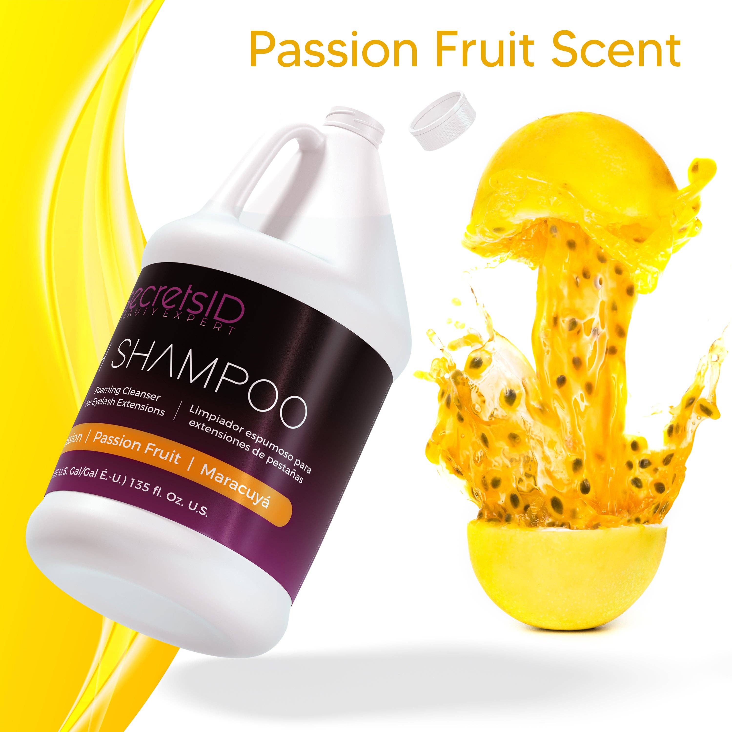 SecretsID - Wholesale Eyelash/Brow Serum - Foaming Lash Shampoo Bulk 1 Gallon Size - Passion Fruit Scen3
