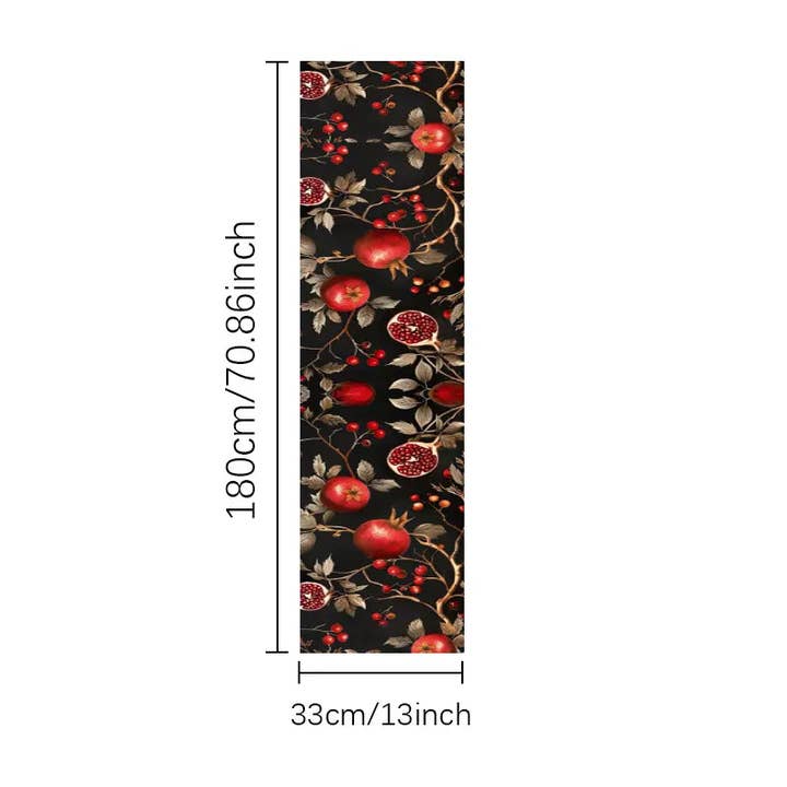 Huis Van Merken - Wholesale Table Runner - 1pc Vintage Red Pomegranate Pattern Rectangular Table Runner3