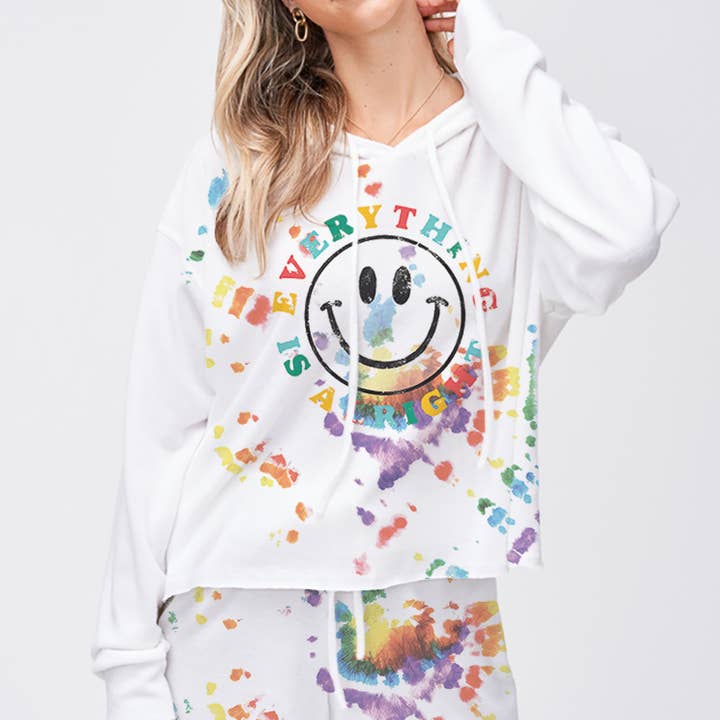 TB118G10274 - Tie-Dye Smile Hoodie Lounge Set for Women for wholesale by Phil Love