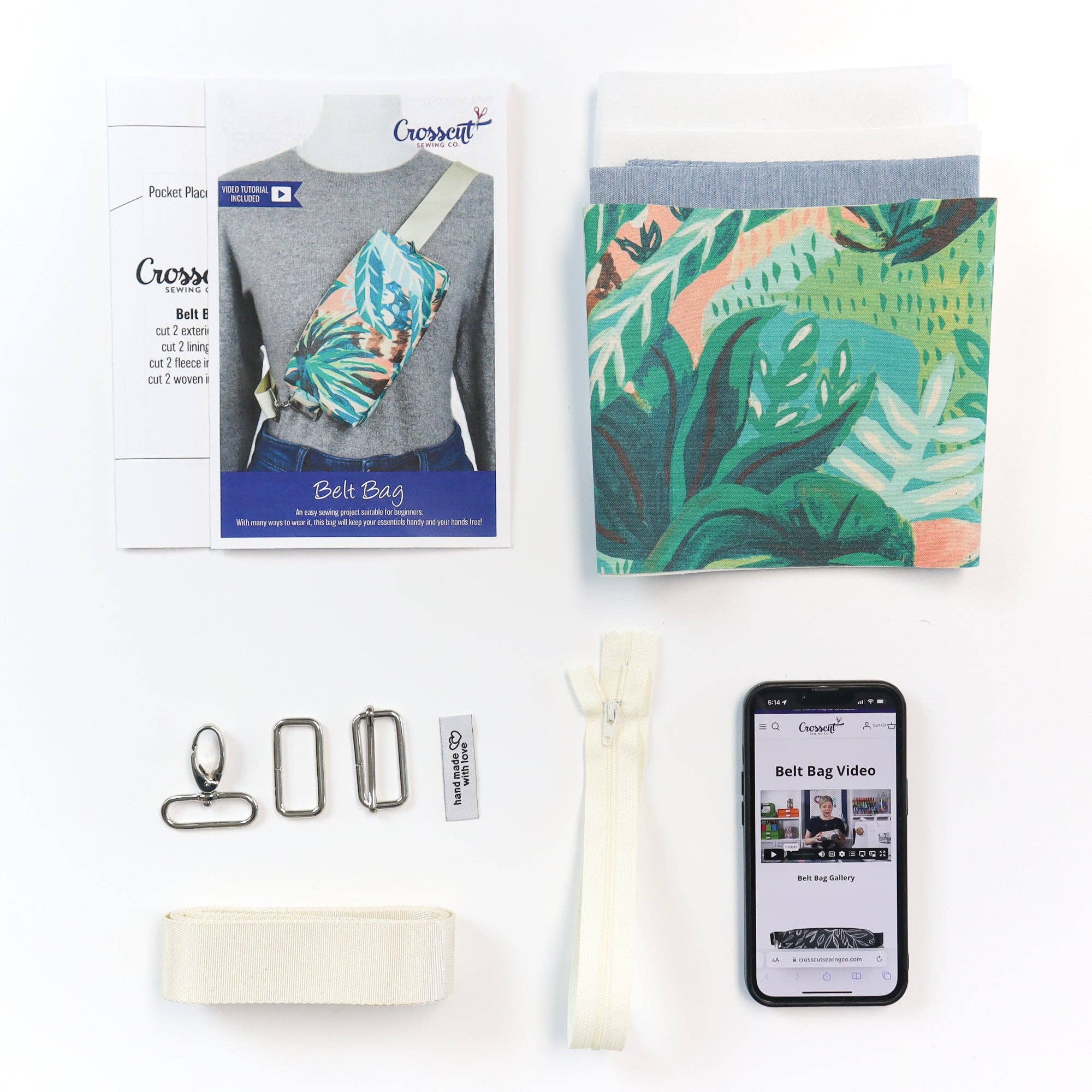 Crosscut Sewing Co. - Wholesale Belt Bag - Women's - Belt Bag Sewing Kit - Supplies, Printed Pattern and Video Tutorial89