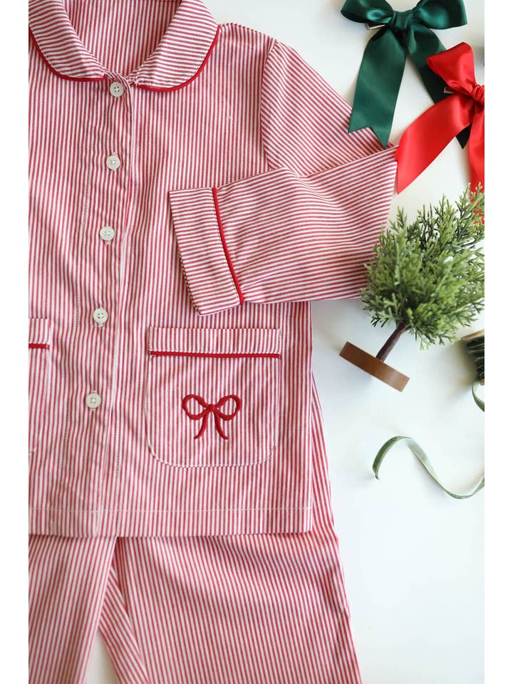 Petite Moss - Wholesale Sleepwear Set - Kids - Joyeux Noël Pajama Set wtih Bow5