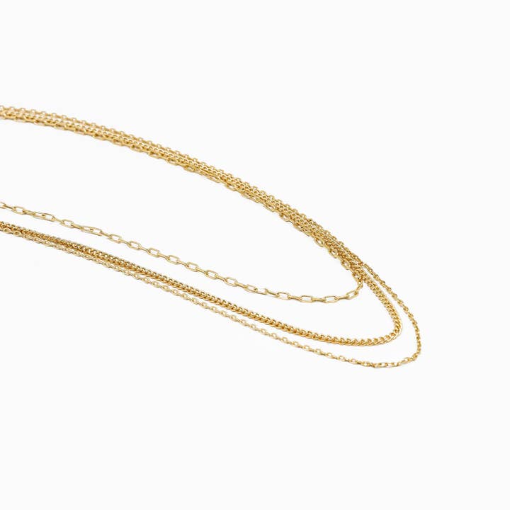 Sessori - Wholesale Link & Chain Necklace - Unique Triple Layered Chain Necklace