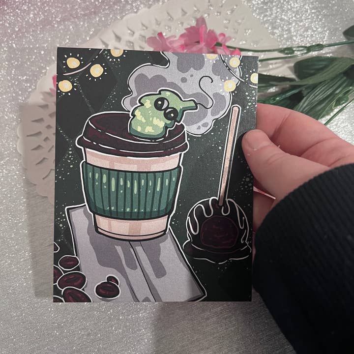 Woolblossom - Wholesale Art print - Coffee Order Fuzzy Worm ~ Shimmer Print2