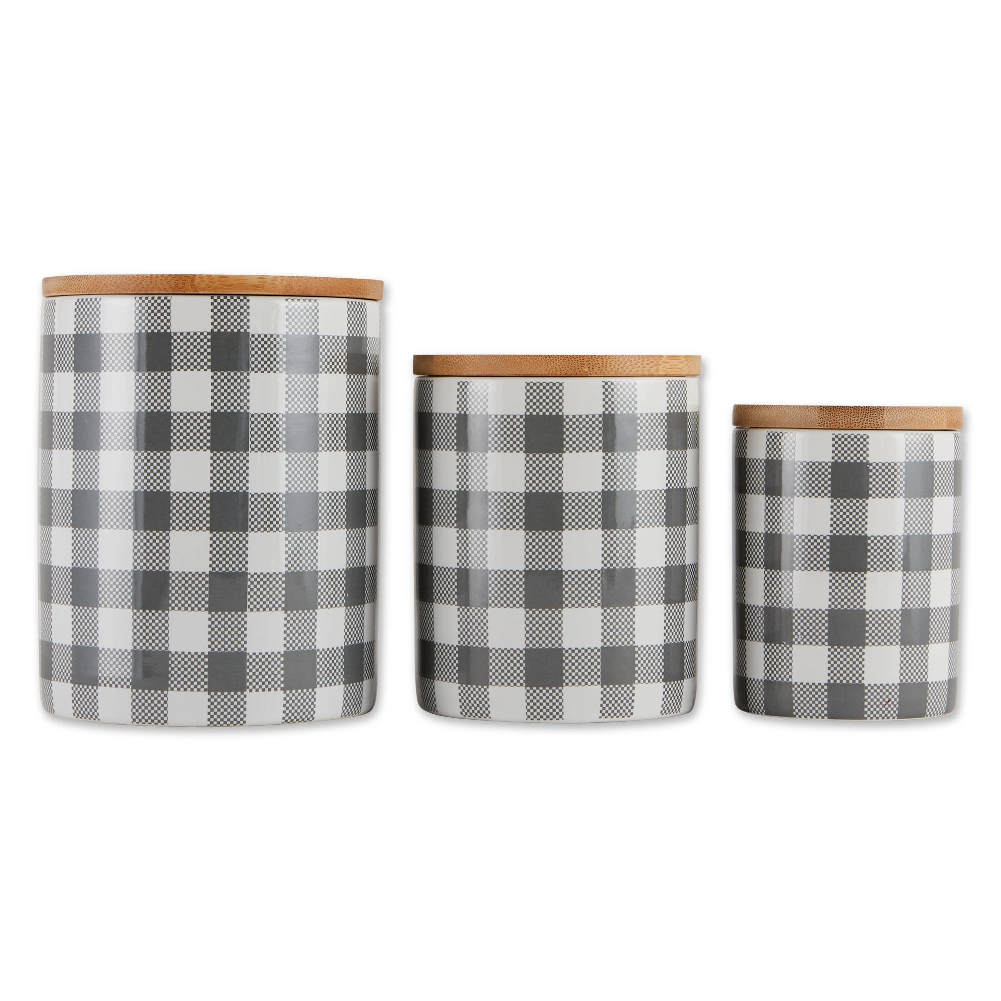 Welcome Home Unbeatable Deals - Wholesale Canister Set - Gray & White Buffalo Check Ceramic Canister Set of 30