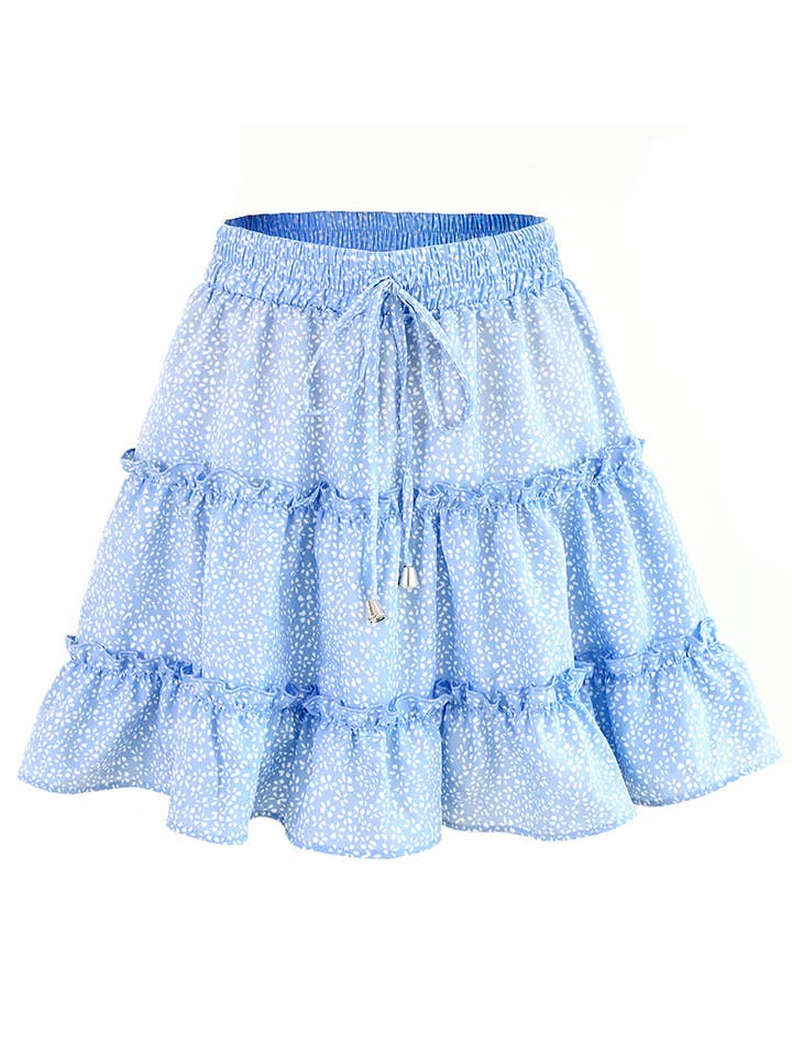Lily Clothing - Wholesale Skirt - Women's - WOMEN HIGH WAISTED RUFFLED FLORAL A LINE SKIRT