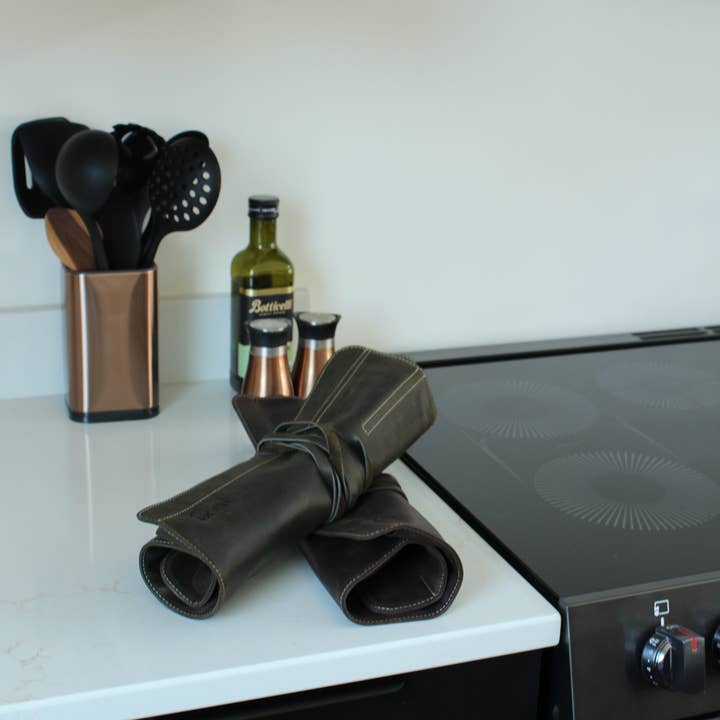 Green Leather Knife Roll for wholesale on Faire6