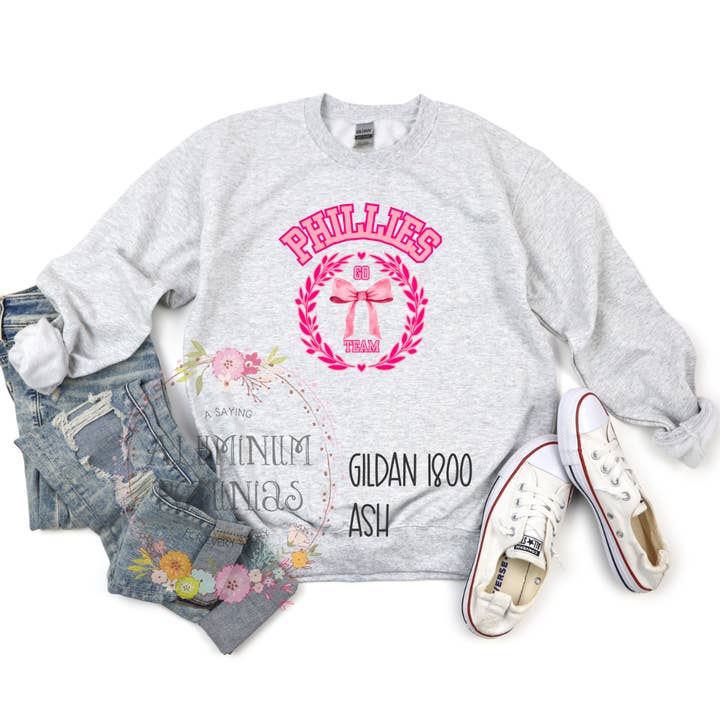 Phillies Pink Coquette Gildan Sweatshirt for wholesale by Aluminum Petunias