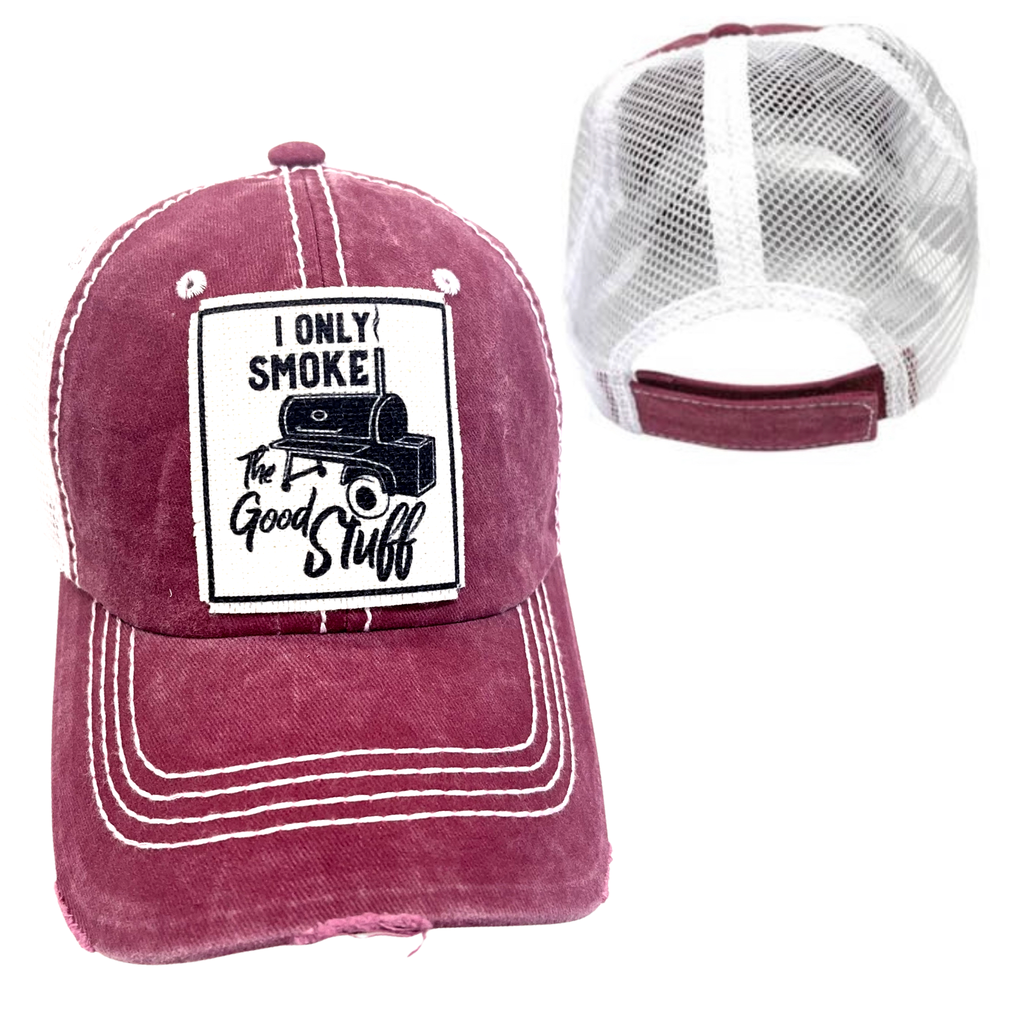 dkhandmade - Wholesale Baseball Cap - Unisex - I ONLY SMOKE THE GOOD STUFF CAP | UNISEX HAT | DISTRESSED7