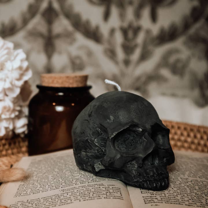 A Pleasant Thought - Wholesale Novelty Candle - Half Skull | Pillar Candle10