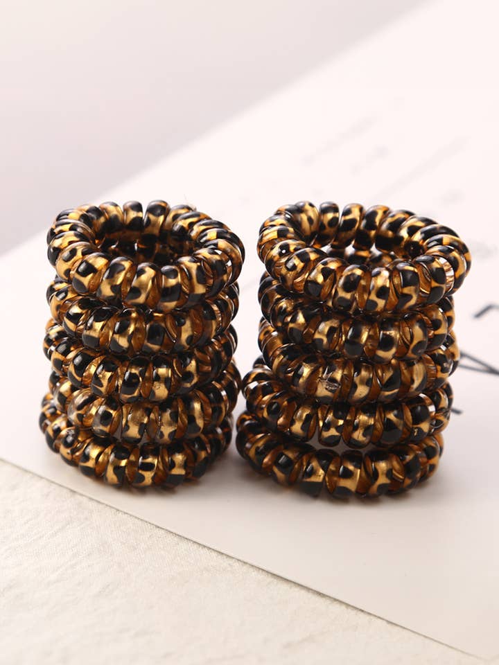 LDC 1pc PVC Plastic Leopard Spiral Hair Tie for wholesale by Little Daisy Closet