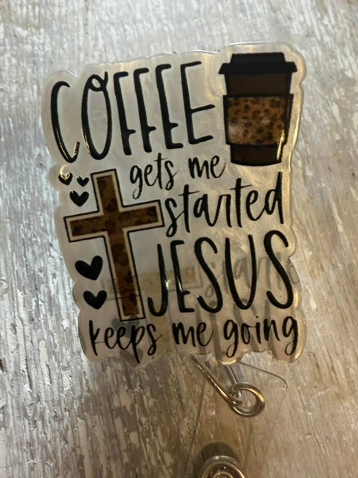 Badge ReeL Kaffe får mig i gang, Jesus holder mig kørende for engroshandel hos The Wild Poppy