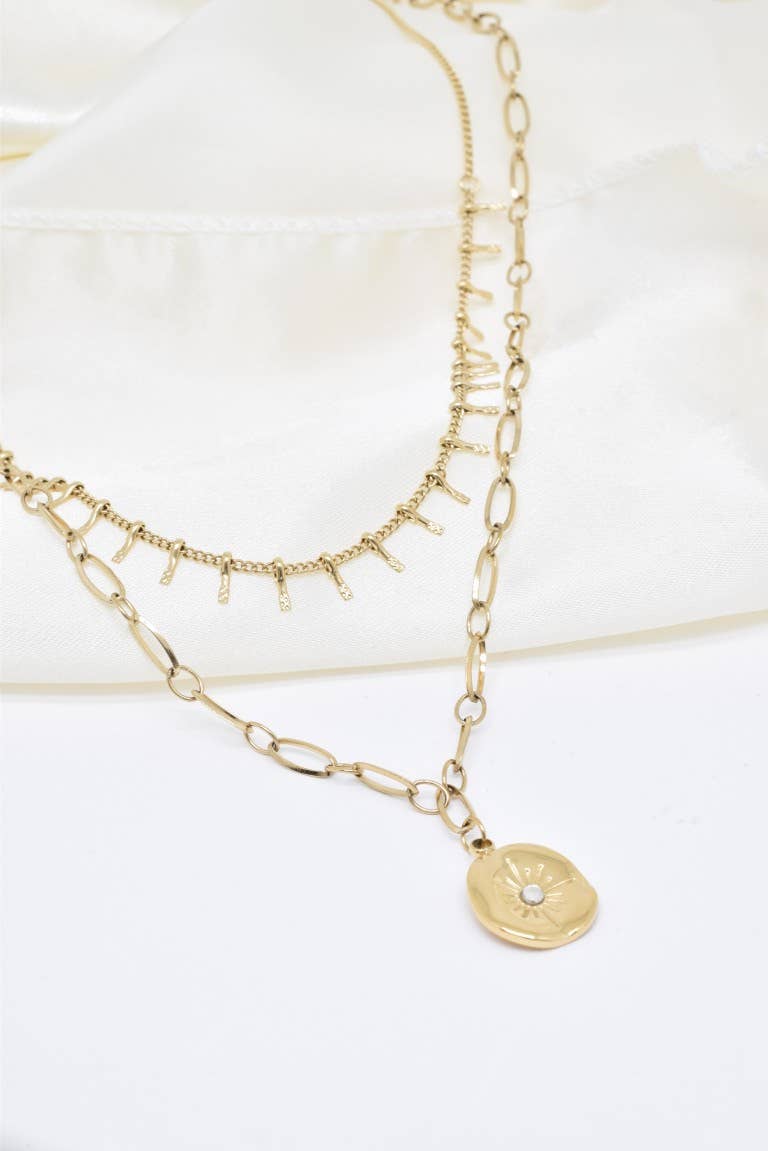 Kapyco – wholesale Pendant/charm necklace – Double-row stainless steel necklace - BJ2102560