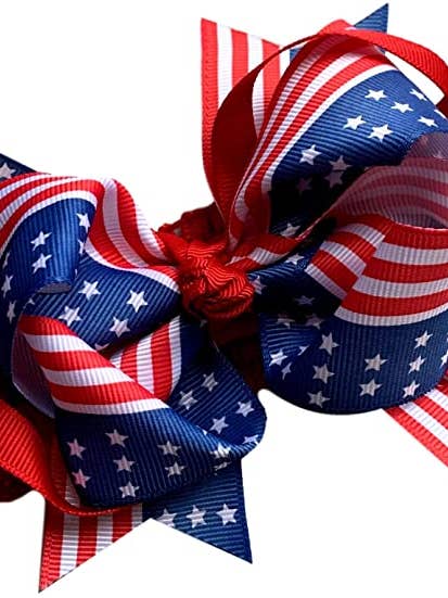 Diadema de ganchillo patriótica del 4 de julio con diseño de bandera estadounidense para venta al por mayor de Funny Girl Designs