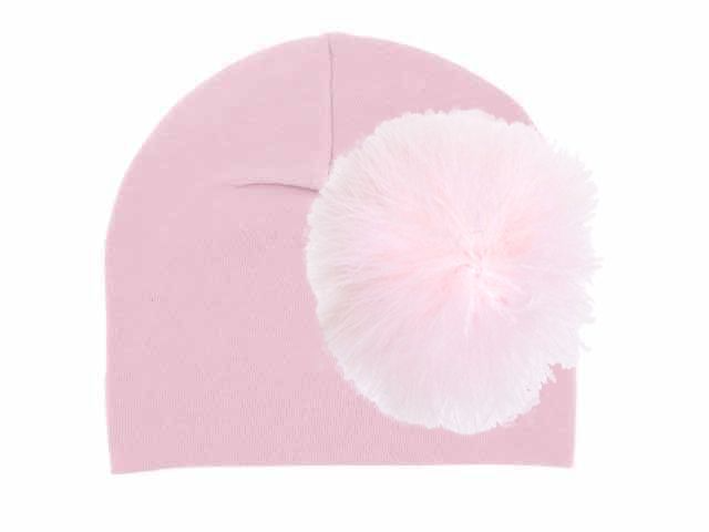 Jamie Rae Hats - Vente Bonnet pour nouveau-né – bébé - Bonnet en coton avec bouffée de marabou1