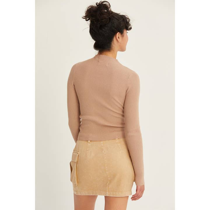 Double Zero - Wholesale Shirt - Women's - Ribbed Mock Neck Long Sleeve Sweater Top8
