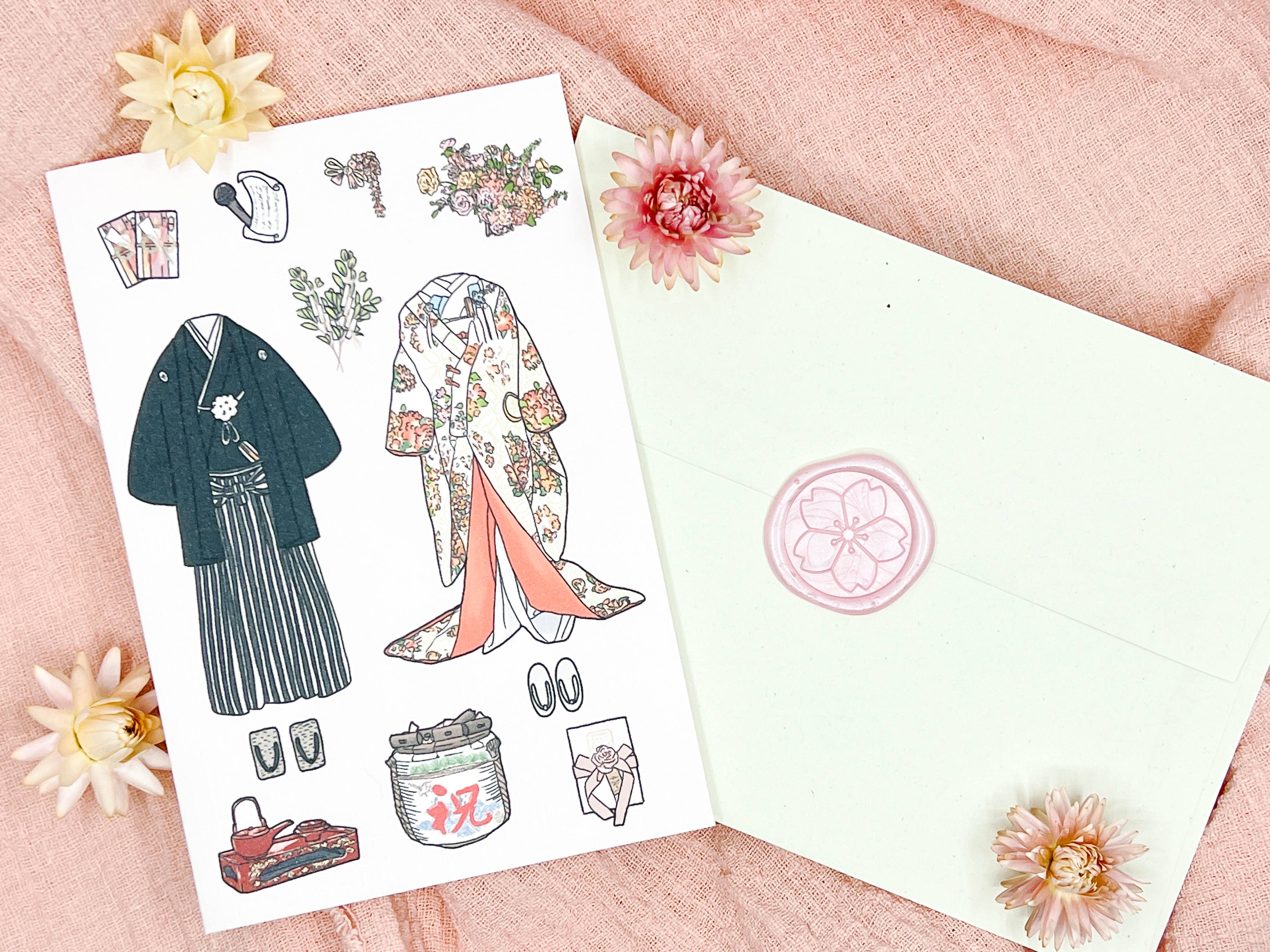 Zhi Wen Design - Wholesale Sealing Wax - Cherry Blossom Adhesive Wax Seals  Bag of 10 in Pearl Pink4