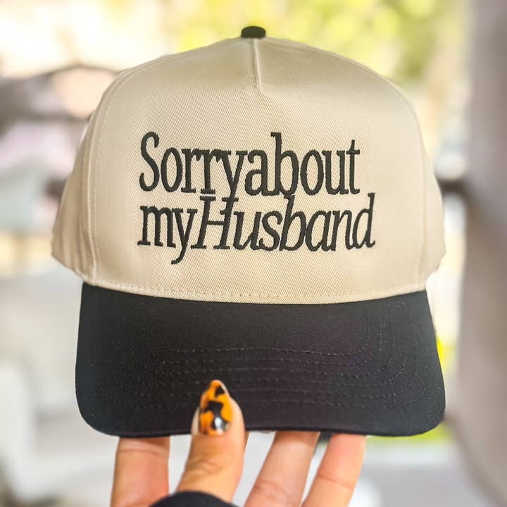 Sorry About My Husband Two-Tone Embroidered Snapback Hat for wholesale by Happy Tees Co