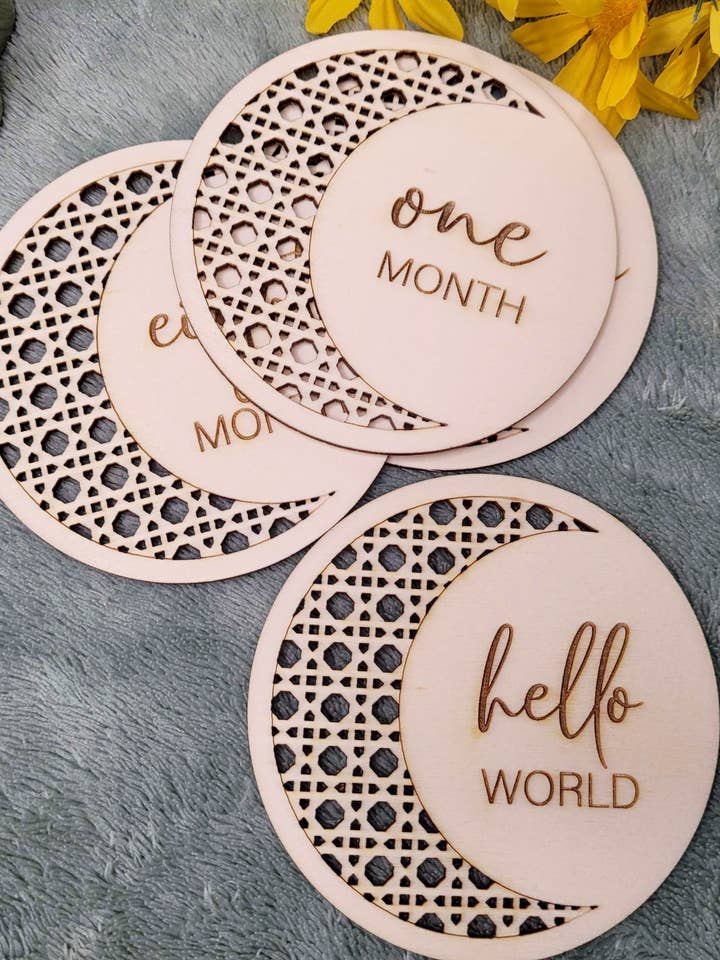 Círculos mensuales de madera para bebés 1 mes para venta al por mayor de Laser by D.A.M.