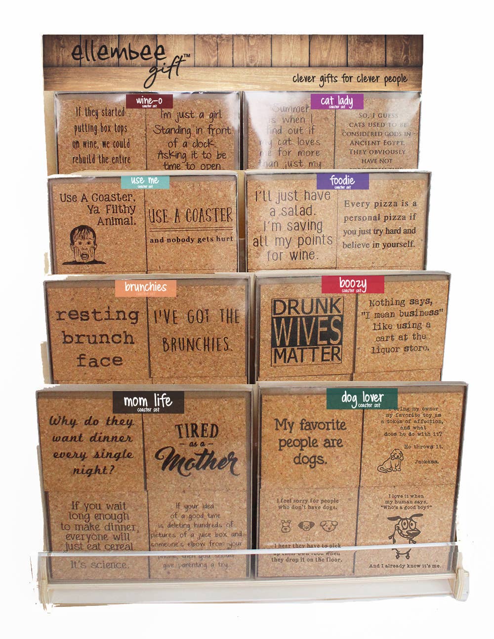 ellembee gift - Venta al por mayor Expositor - Hogar - MOSTRADOR DE ESTILO LLENO 8 PARA JUEGOS DE POSAVASOS EN CAJA0