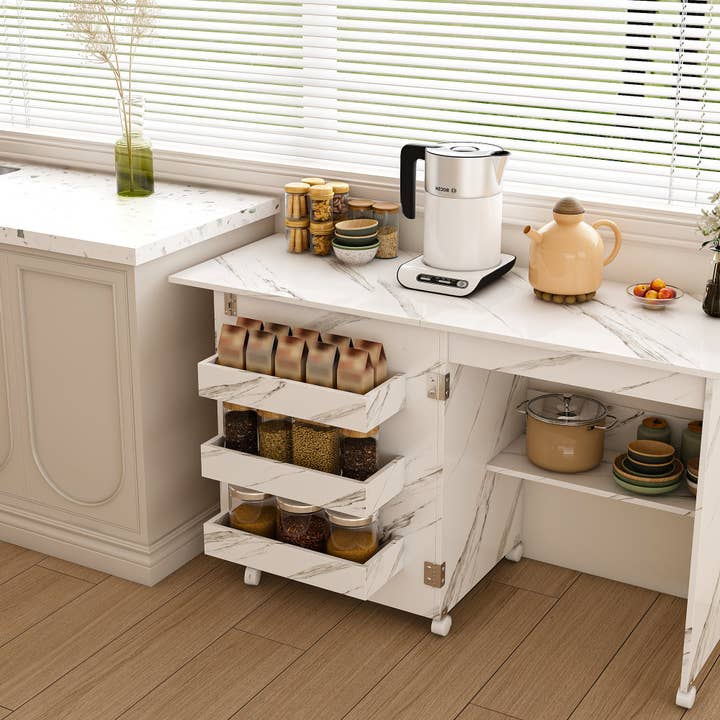 39F Inc. - Wholesale Craft Supplies - 4-in-1 Folding Sewing Table w/Lockable Wheels (White MDF)7