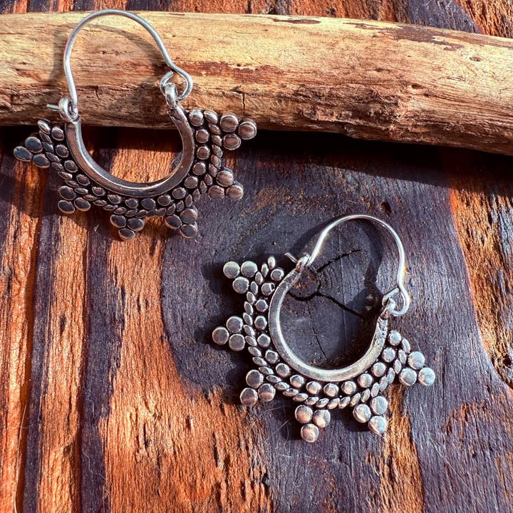 Kaali Boutique – wholesale Hoop earrings – Mini Afghani Silver Hoop Earrings / Boho / Ethnic / Rustic / Yoga / Hippie / Gypsy /Bohemian4
