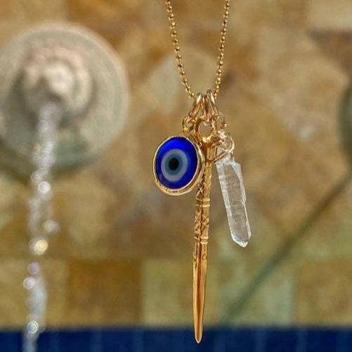 Colar Evil Eye, Crystal & Mien Stick por atacado de Lexi Jewelry