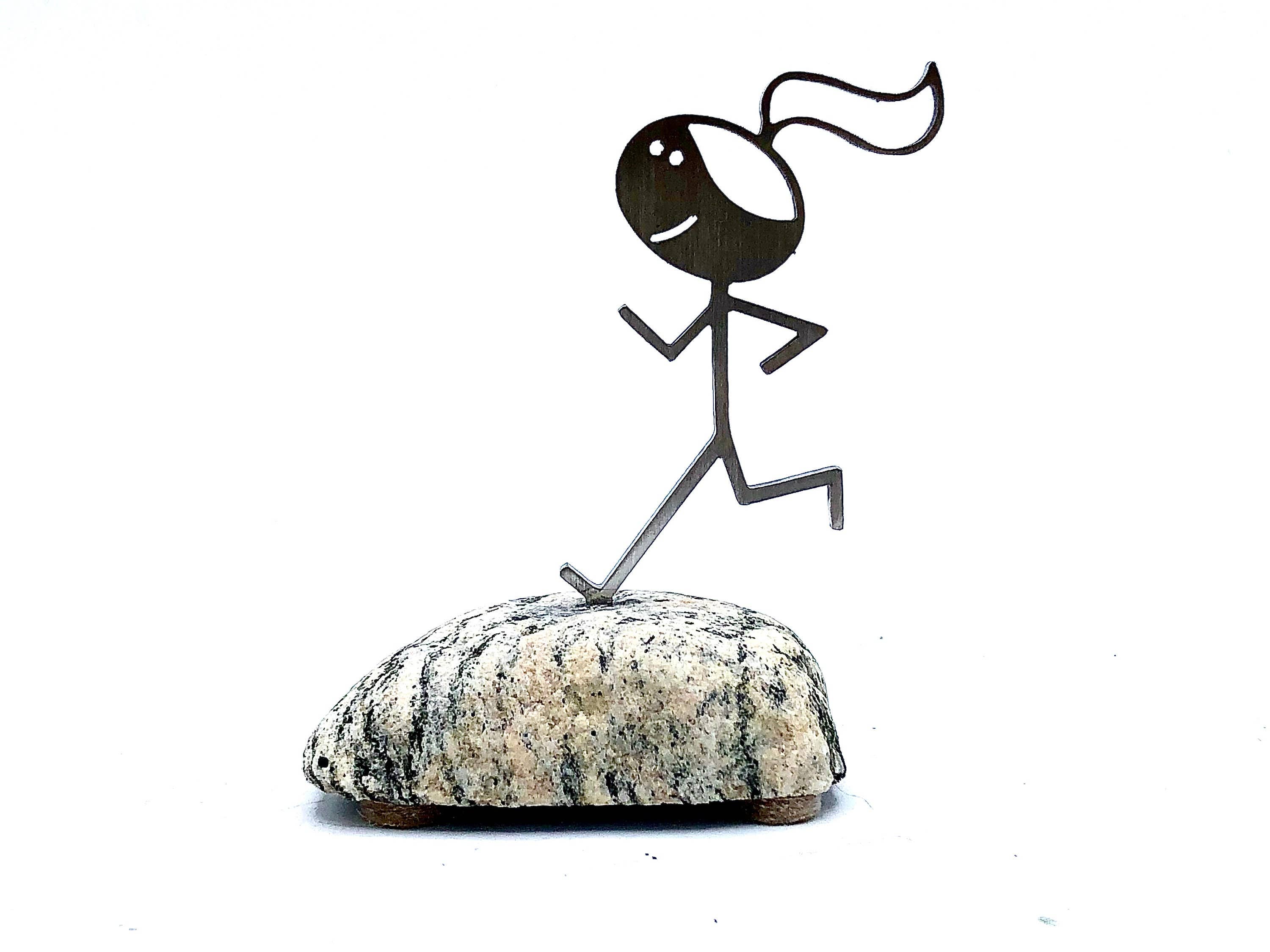 Vermont Rocks! – wholesale Dekorativ statyett – Metal Runner Girl Staty-present till henne med kort och väska6