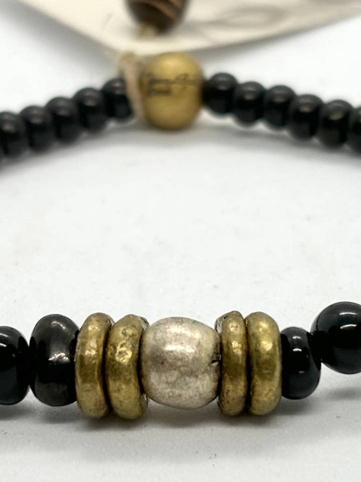 eenvoudig mooi - ZILVER & MESSING FOCAL MET MAROKKAANSE KLEI - HERENARMBAND voor wholesale door Beautiful Soul Jewelry