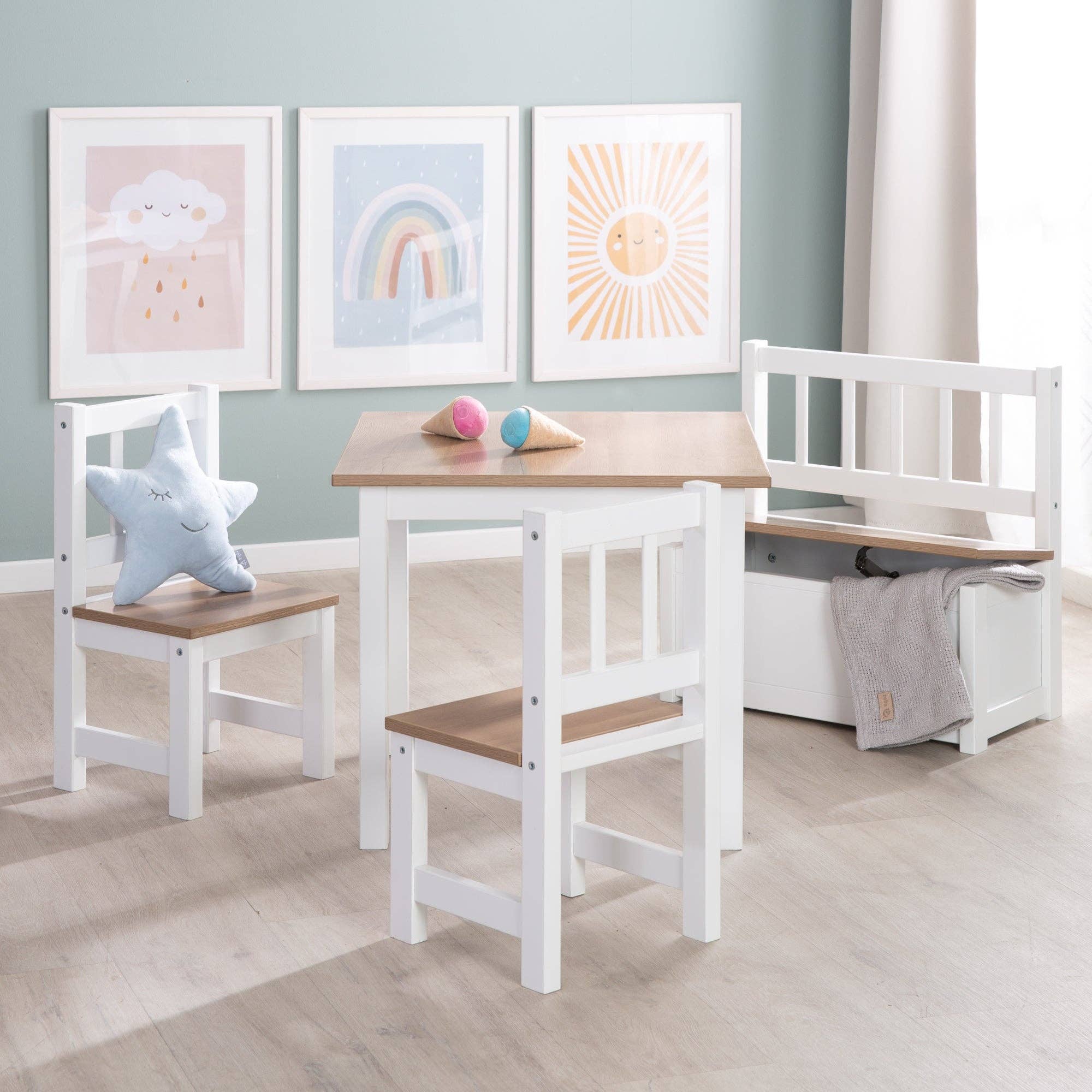 roba kids - Vente Bancs - Banc-coffre pour enfants 'Woody' en bois blanc laqué6