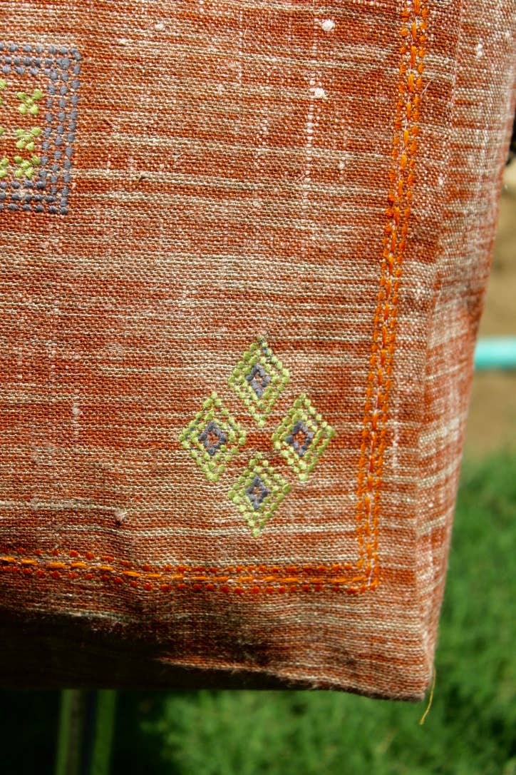 Eyda Homes - Wholesale Crossbody Bag - Unisex - Rust Embroidered Linen Shoulder Bag | Handmade Boho Gift Bag6