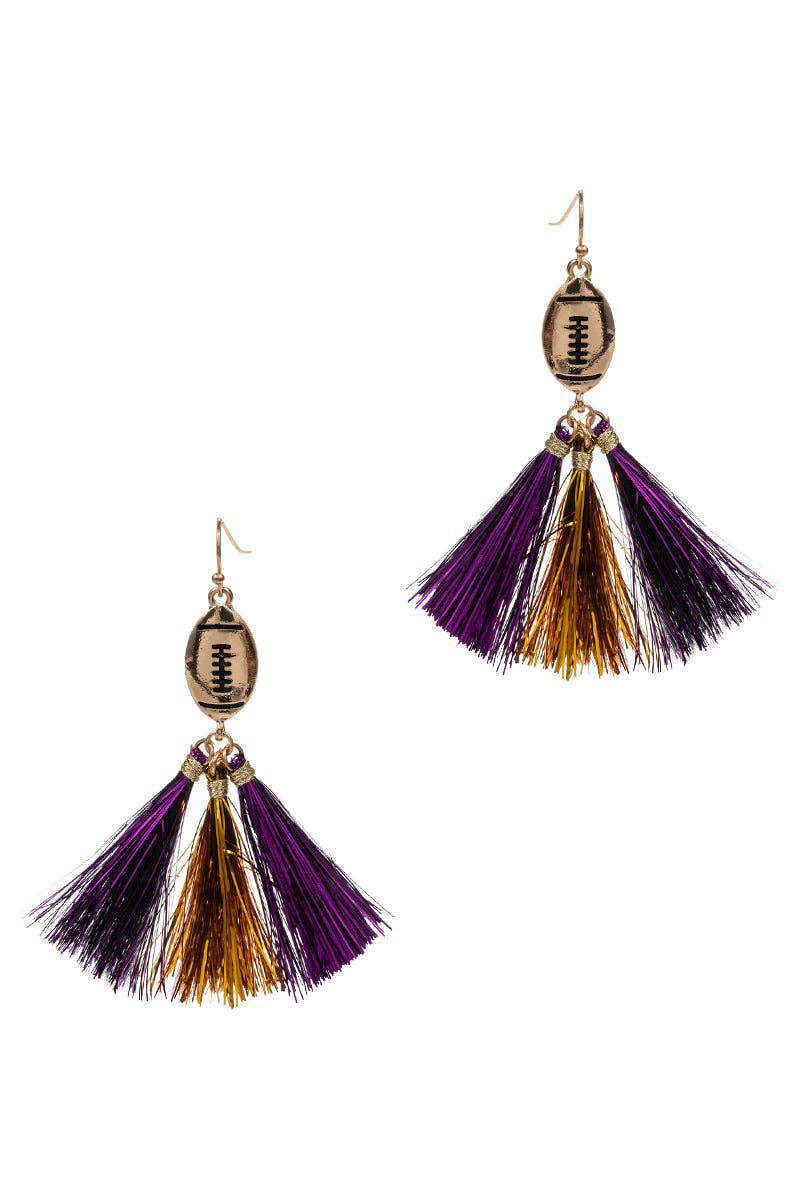 Designature New York - Wholesale Tassel Earrings - Game Day Football Shaped Tassel Hook Earrings8