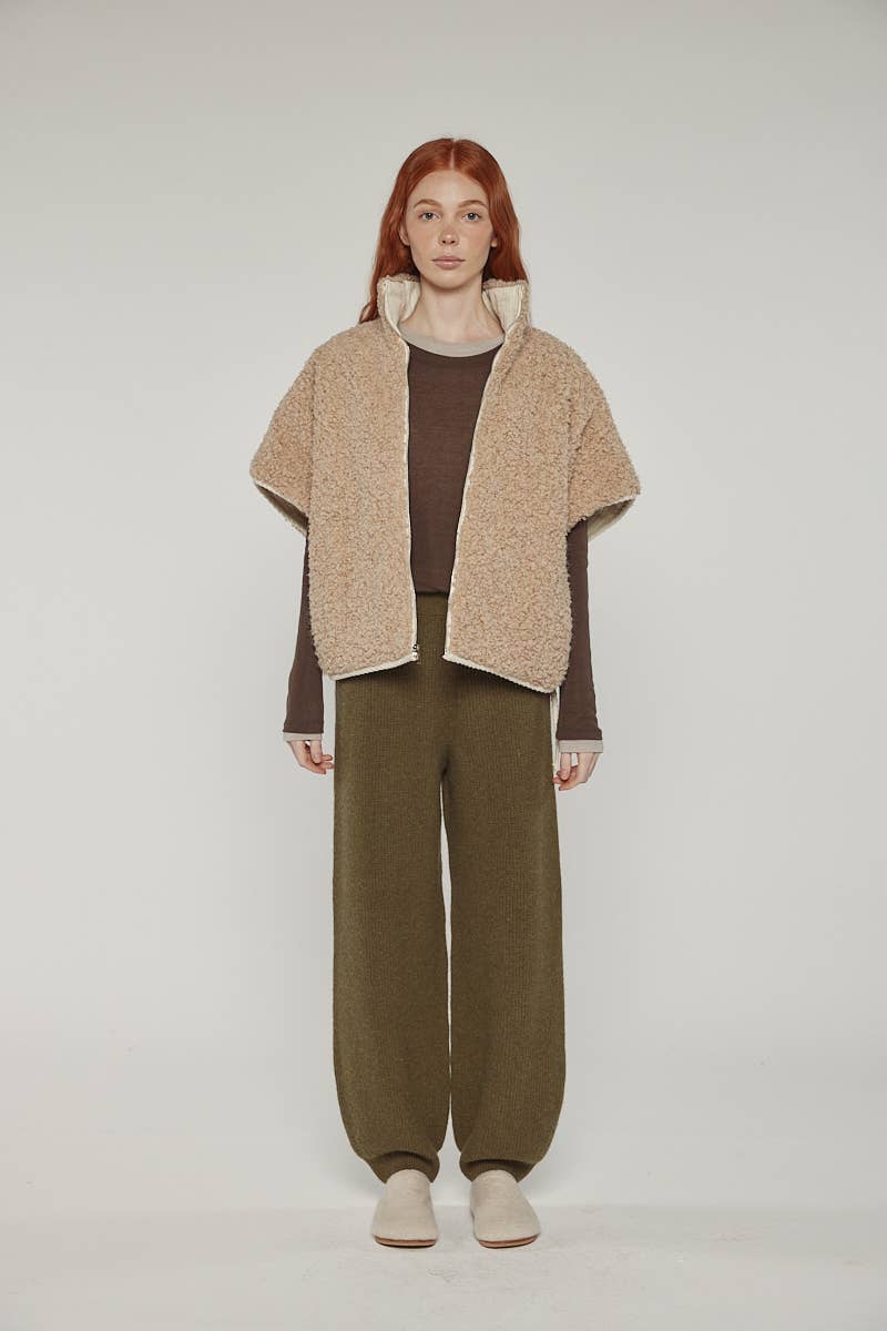 Cream Taupe Reversible high-neck vest for wholesale on Faire2