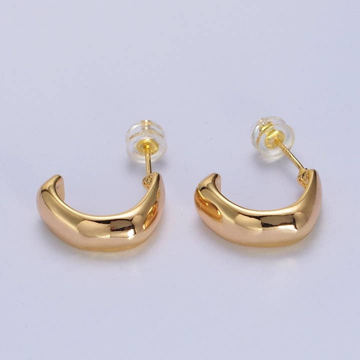 Geometrische abstracte gouden oorbellen met gebogen oorknopjes | AB021 voor wholesale door Aim Eternal