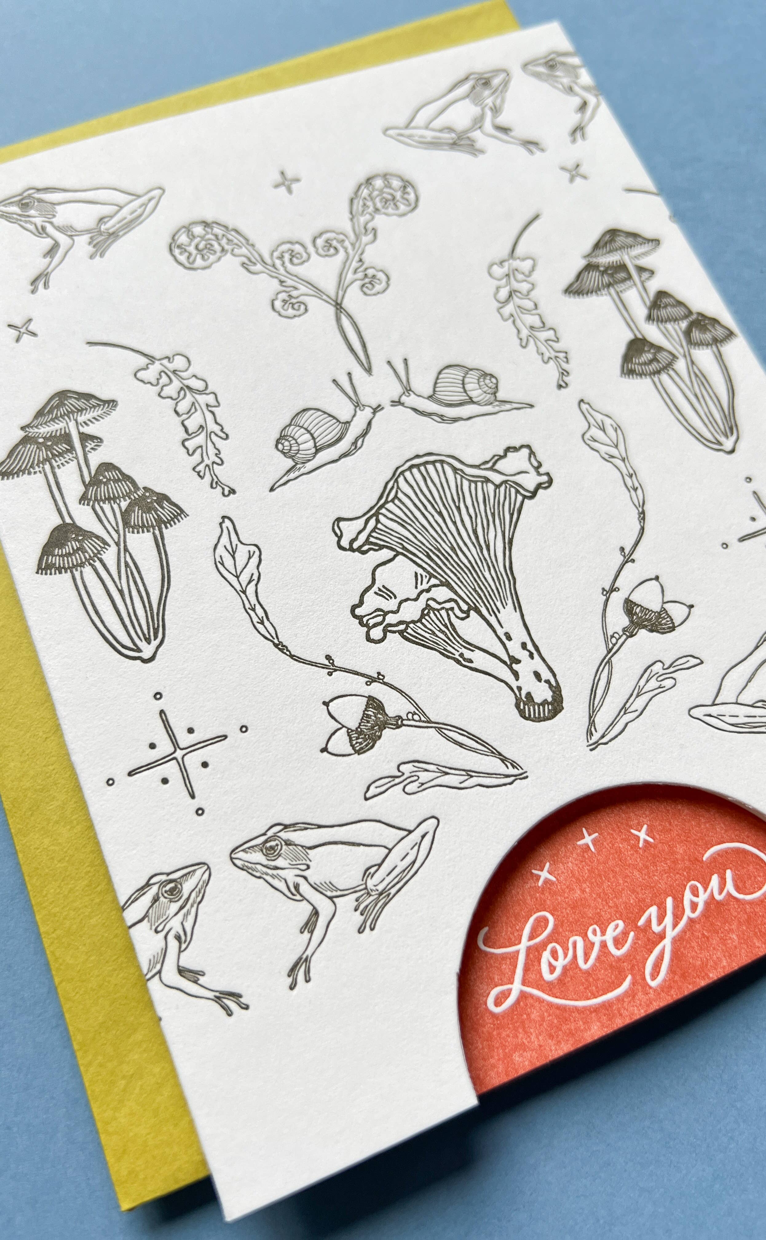 Blackbird Letterpress – wholesale Love card – mushroom woodland LOVE you card2