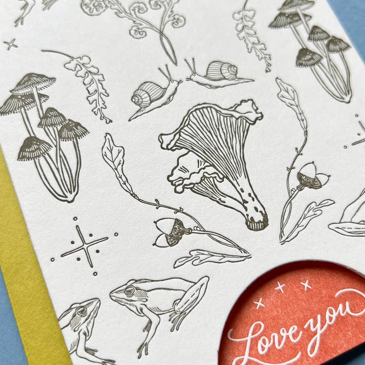 Blackbird Letterpress – wholesale Love card – mushroom woodland LOVE you card2