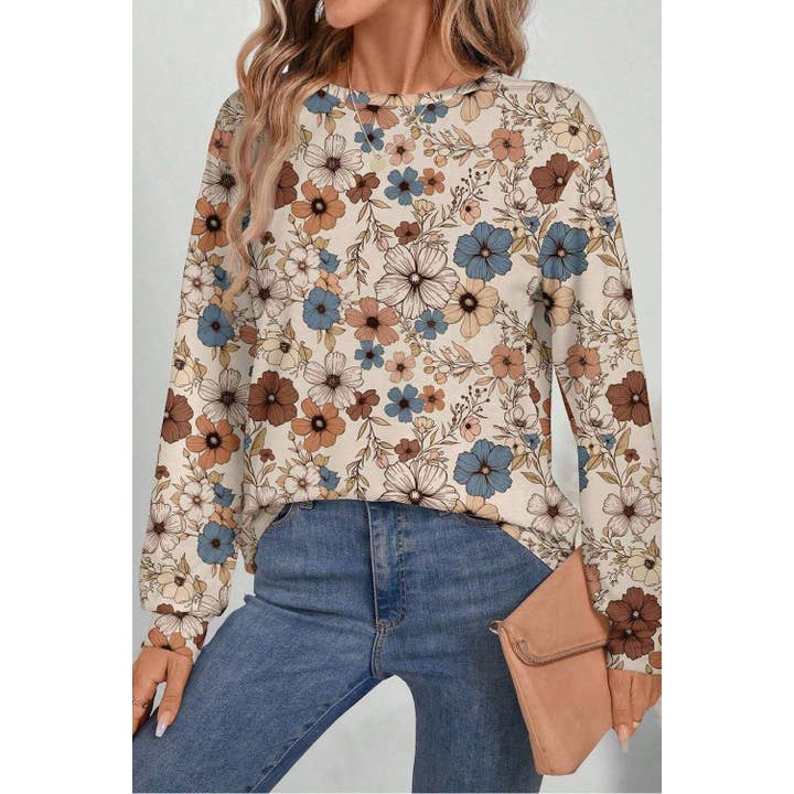 Floral Print Loose Crew Neck Long Sleeve T Shirt and other Purchase Wholesale long sleeve pocket t shirts. Free Returns & Net 60 Terms on Faire trending on Faire.